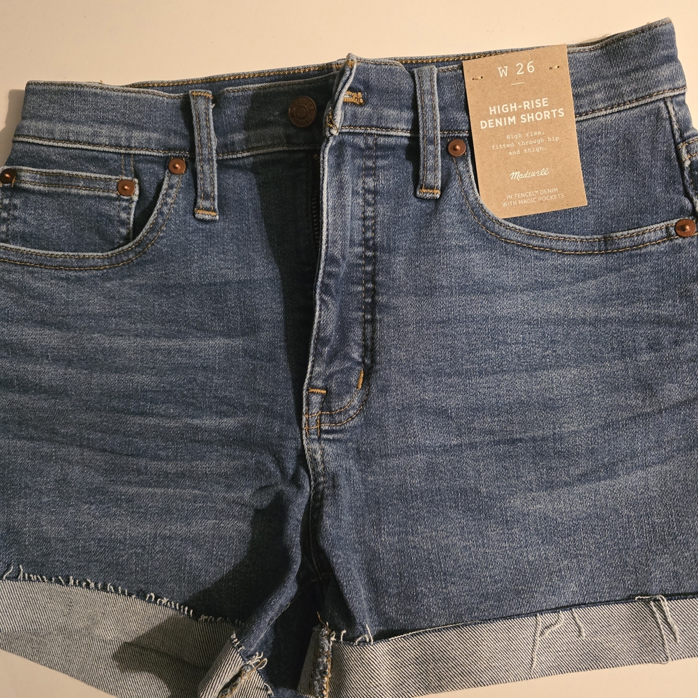 Madewell Blue High-Waist Denim Shorts